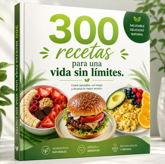 300 Recetas para una vida sin límites: La guía de recetas deliciosas para disfrutar y cuidar tu bienestar +5 bonos exclusivos